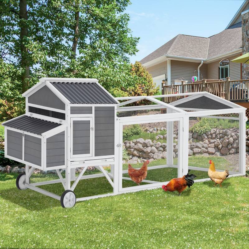 AECOJOY Wooden Chicken Coop with Wheels 95" On Sale Bed Bath