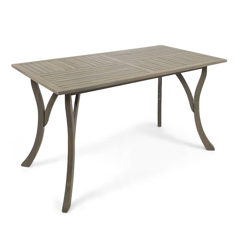 Roomfitters Outdoor Dining Table, Rectangular Wooden Patio Table with Slatted Top for Garden, Deck, Backyard, Brown
