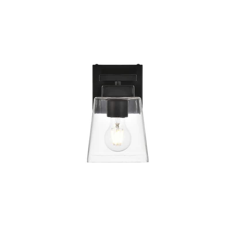 Merlin 1 Light Black and Clear Bath Sconce - Black - 5