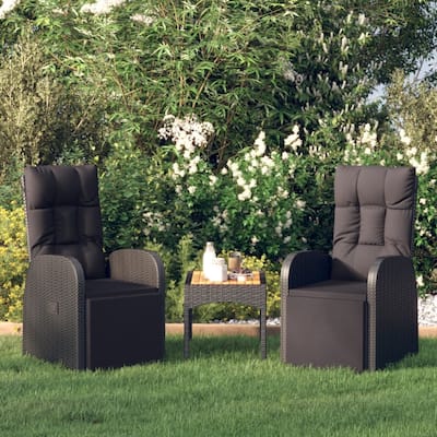 vidaXL Reclining Garden Chair Set of 2 Black - 27.2 x 22.4 x 41.7