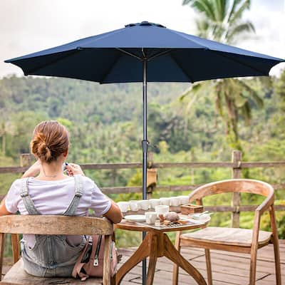Ainfox 7.5FT Patio Umbrella Crank Lift Push Button Tilt Without Base Ourdoor Hexagonal Umbrella