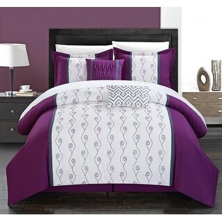 Chic Home Yohan Plumt Color Block Embroidered 6 Piece Comforter Set ...