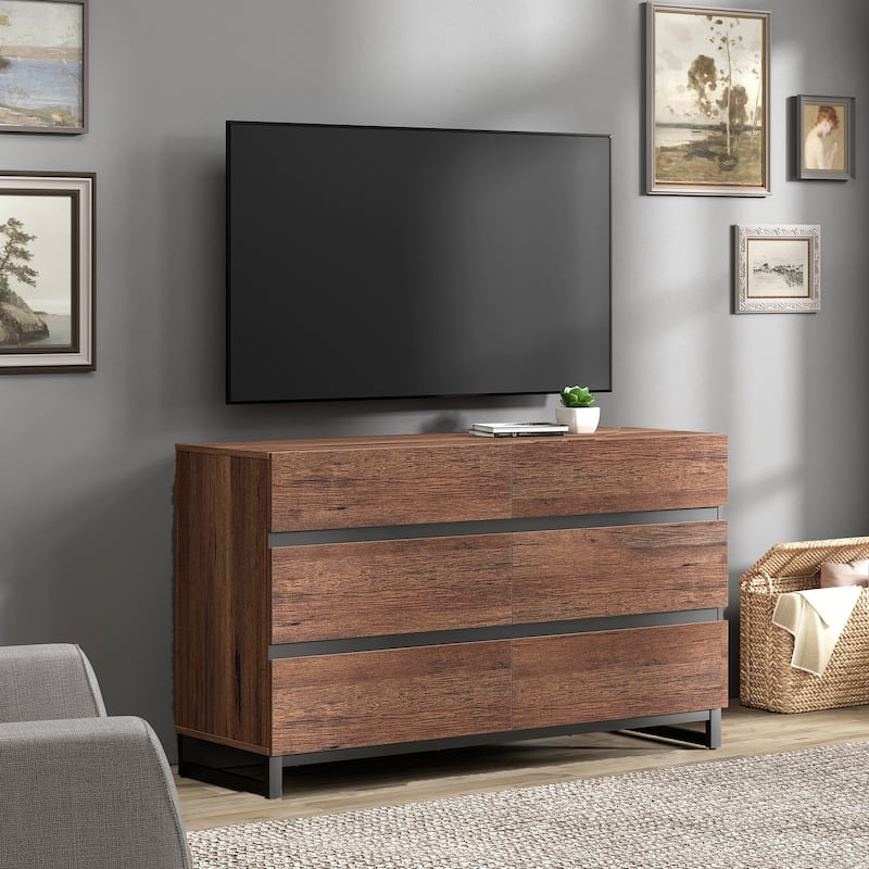 WAMPAT Modern TV Stand for TVs up to 110 inch, Entertainment Center with Drawers , Wood Media TV Console for Living Room - 47 Inch - Brown