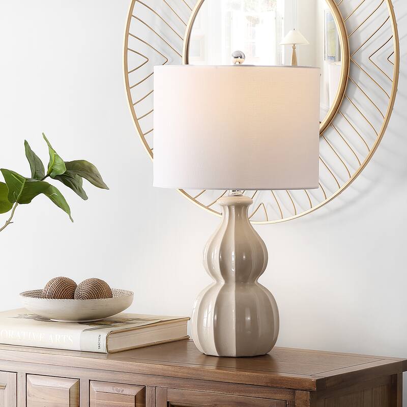 SAFAVIEH Lighting 24.5-inch Wade Ceramic Table Lamp - 14" x 14" x 24.5" - 14" x 14" x 24.5" - Ivory