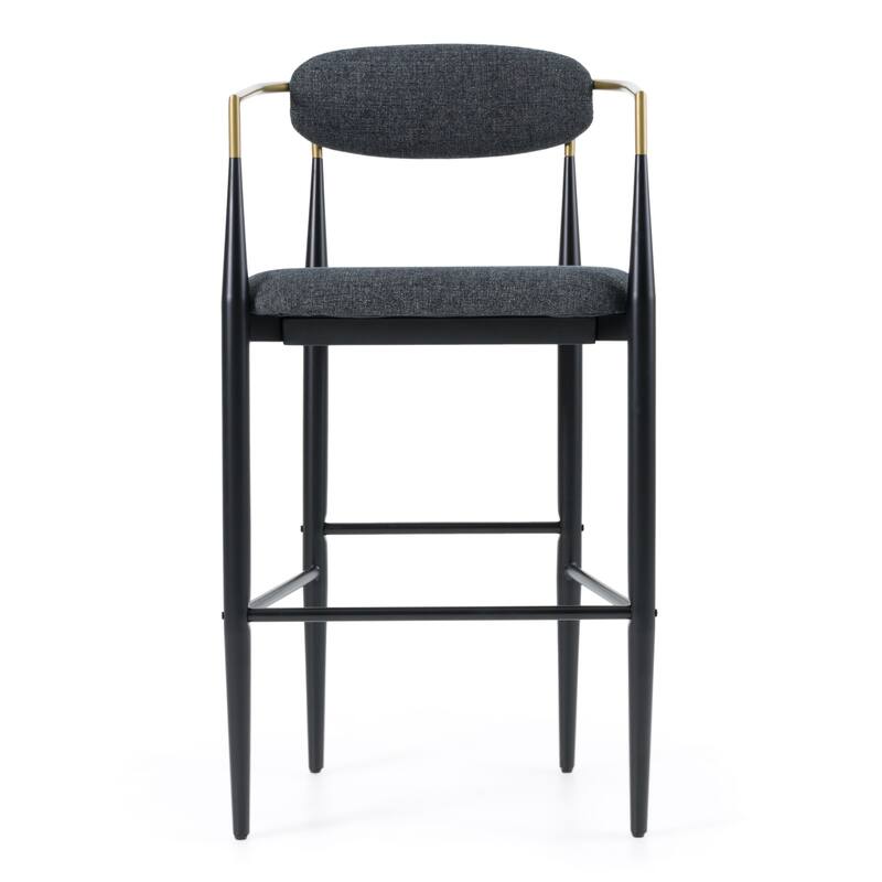Modrest Buchtel Mid-Century Modern Dark Grey, Gold Arm & Black Bar Chair