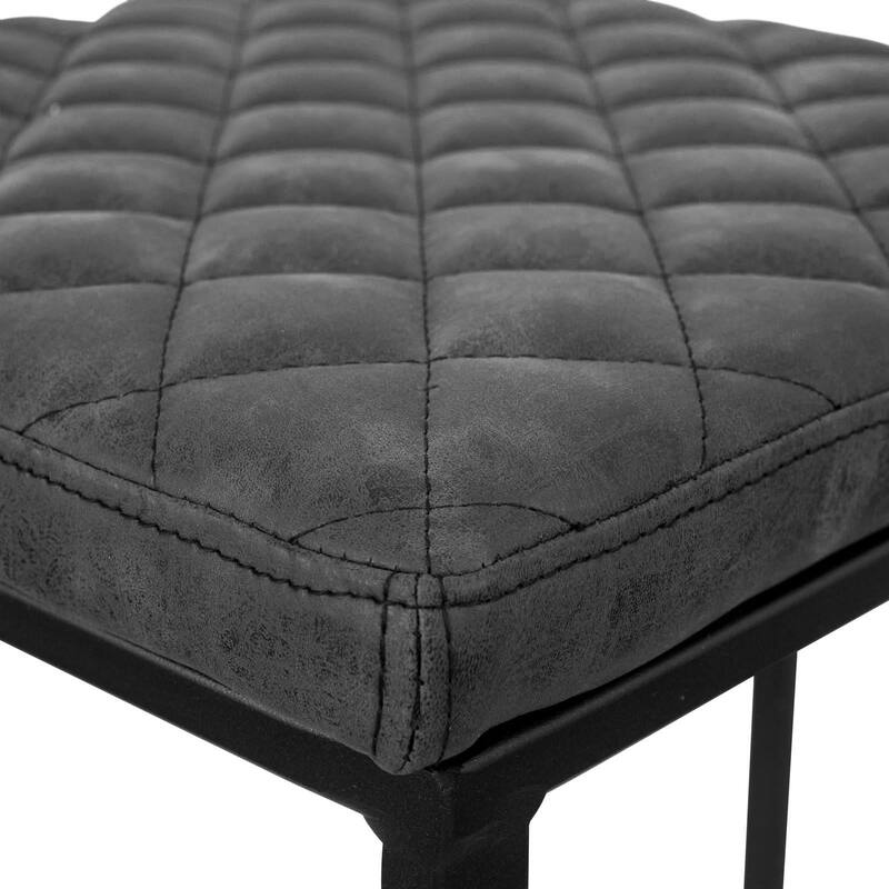 Quincy Leather Quilted Counter Height Barstool (Set of 2) with Upholstered Square Seats & Footrest for Home Bar & Kitchen