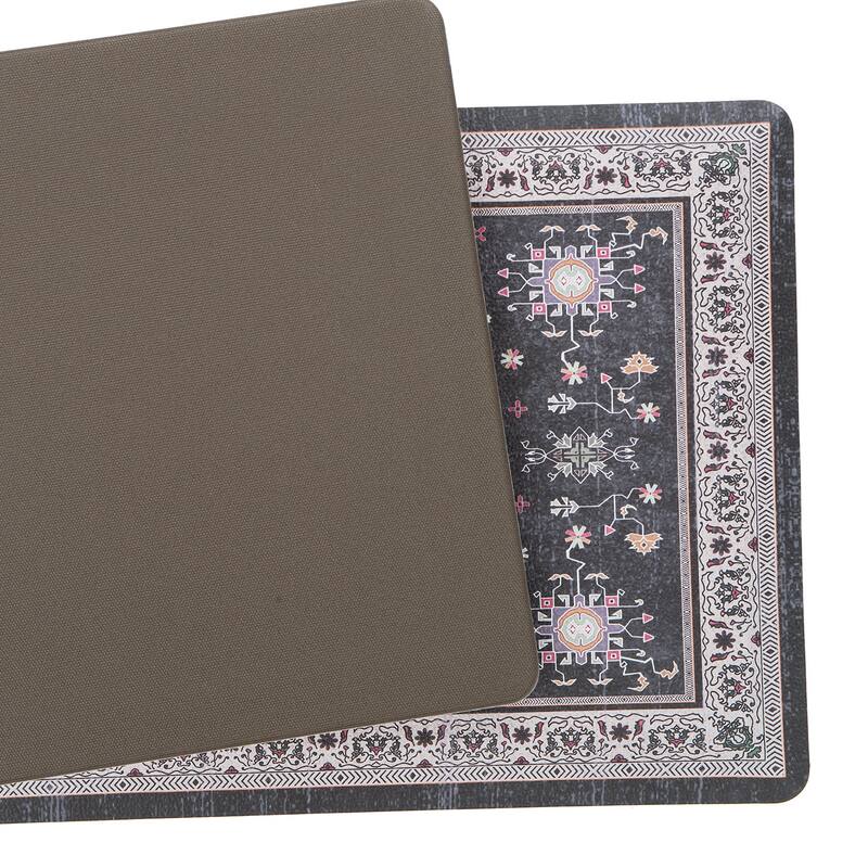 Transitional Bordered Cushioned Anti Fatigue Standing Kitchen Mat