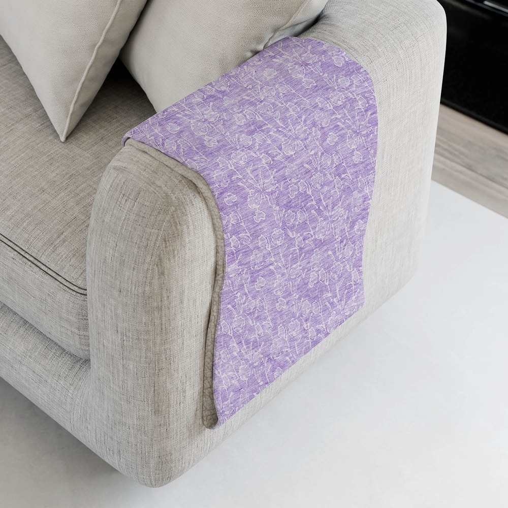 Premium Machine Washable Modern Floral Sherpa Throw Blanket