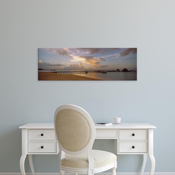 Easy Art Prints Panoramic Images's 'Jetty on the beach, Maldives' Premium Canvas Art