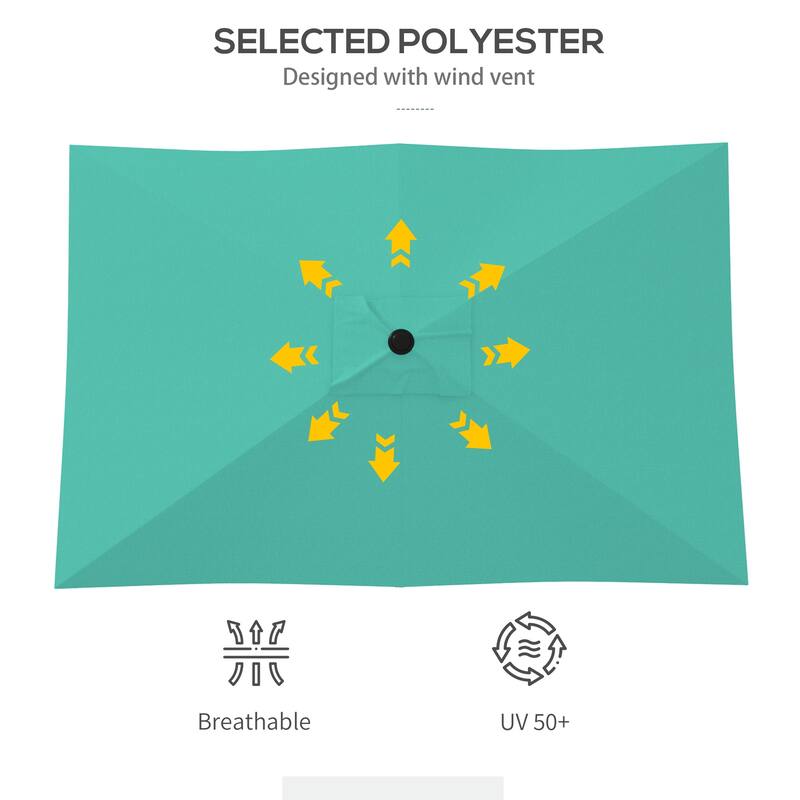 Outsunny 6.6 X 10 ft Rectangular Market Umbrella Patio Outdoor Table Umbrellas with Crank & Push Button Tilt