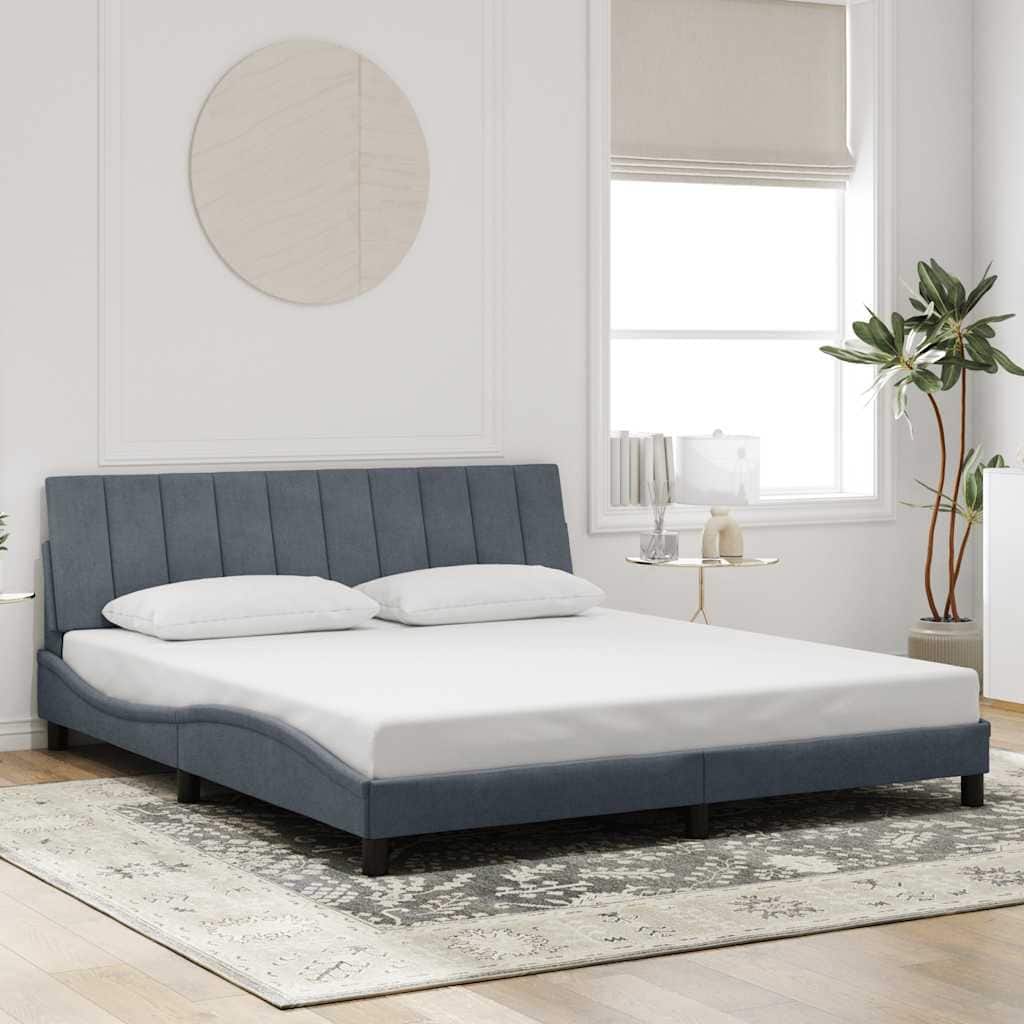 vidaXL Bed Frame with Headboard Mattress Foundation Bedroom Furniture Velvet
