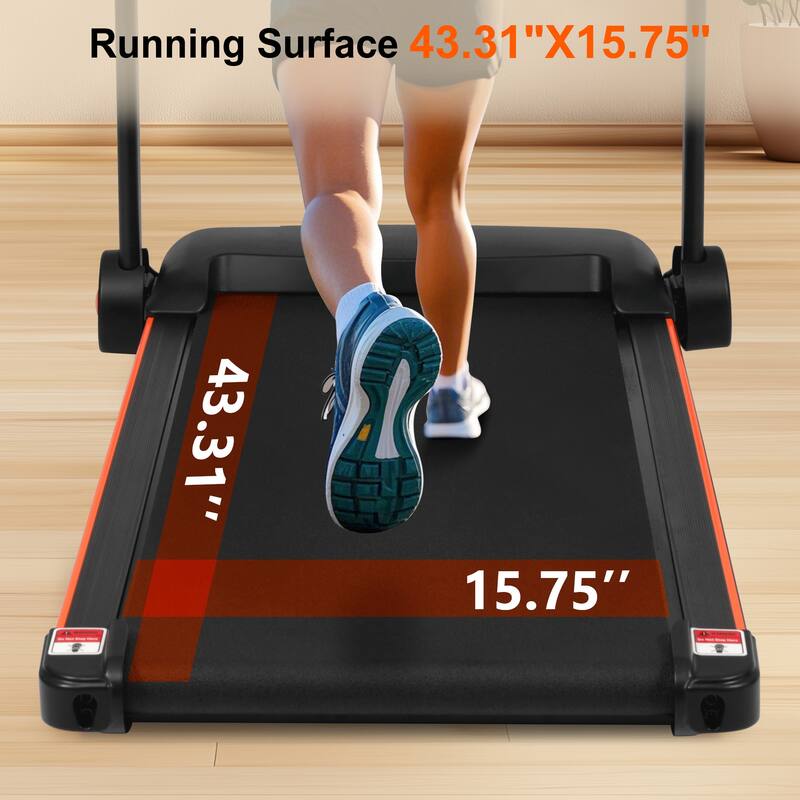 2.5HP Quiet Folding Treadmill, Home Treadmills with Heart Rate Sensor and USB Charge Station, Electric Treadmill