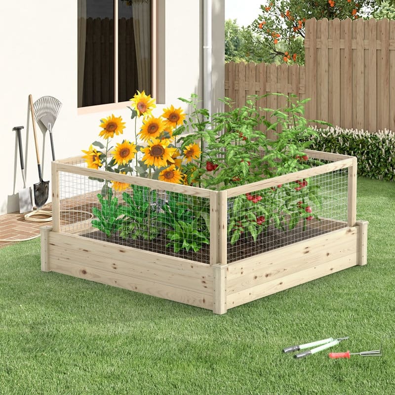 Wood Garden Fence Panels, 4 Pack