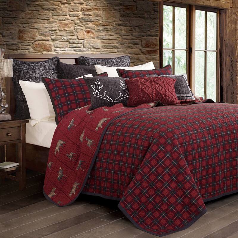 Paseo Road by HiEnd Accents Woodland Plaid Reversible Quilt Set, King, 3PC