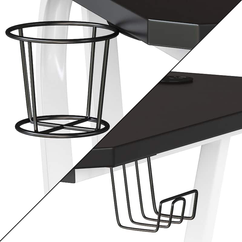 Professional Gaming Ergonomic Desk with Cup Holder and Headphone Hook