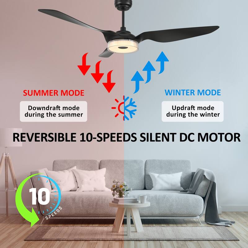 CARRO Felix 60" ABS 3-Blade Indoor Smart Ceiling Fan with Light and Remote