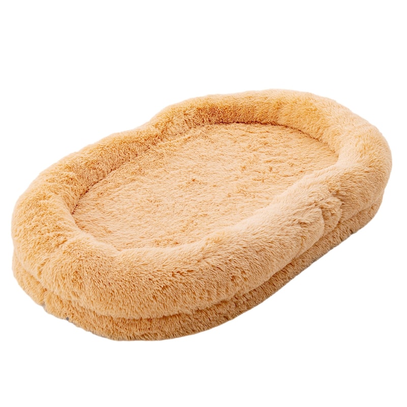 Washable Fluffy Human Dog Bed with Soft Blanket and Plump Pillow - 68" x 46" x 10" (L x W x H)