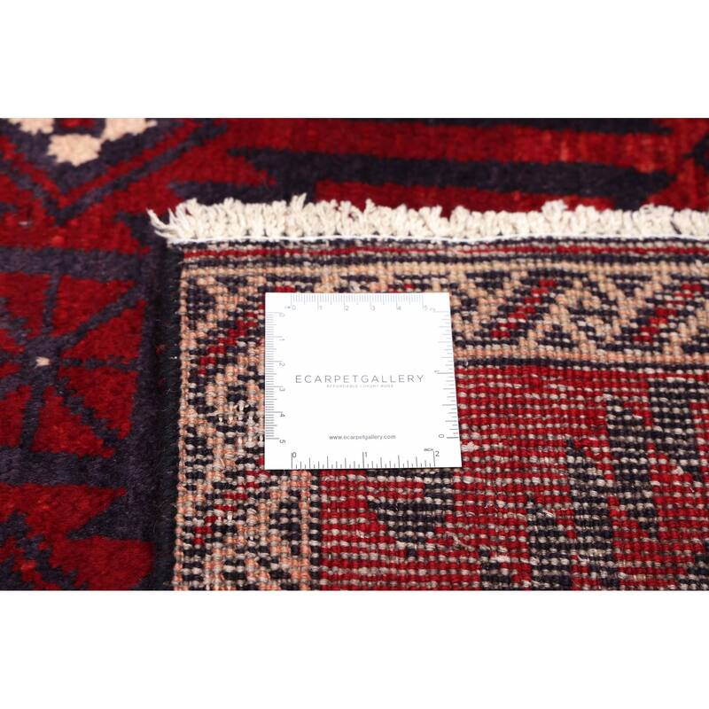 ECARPETGALLERY Hand-knotted Baluch Red Wool Rug - 3'7 x 6'8