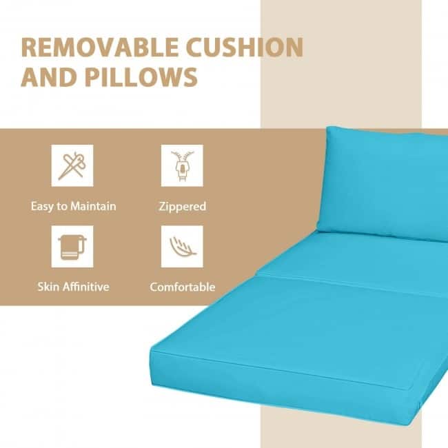 5 Pieces Wicker Lounge Chair Set with Washable Zippered Cushions - 26" x 26" x 13.5" (L x W x H)