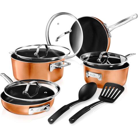 Gotham Steel Stackmaster Stackable Non Stick 10pc Cast Textured Cookware Set