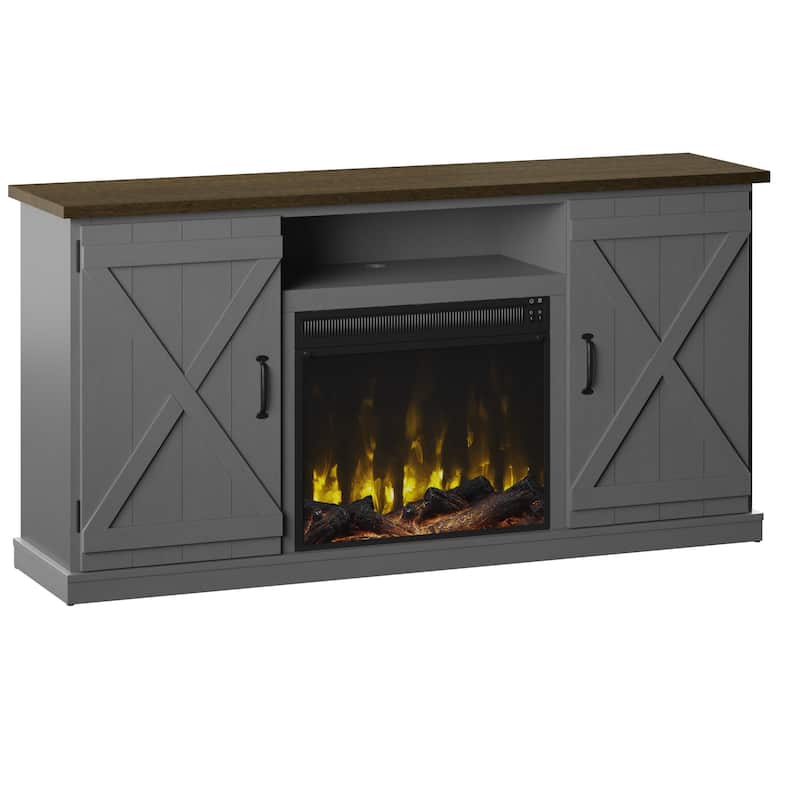 Modern Farmhouse TV Stand for TVs up to 70" with Electric Fireplace