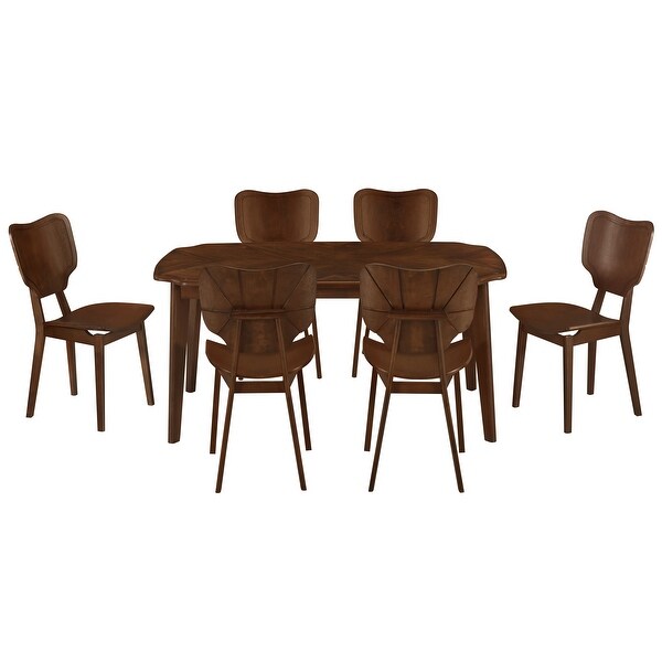 Vintage 7-Piece Dining Table Set with 6 Dining Chairs - Bed Bath