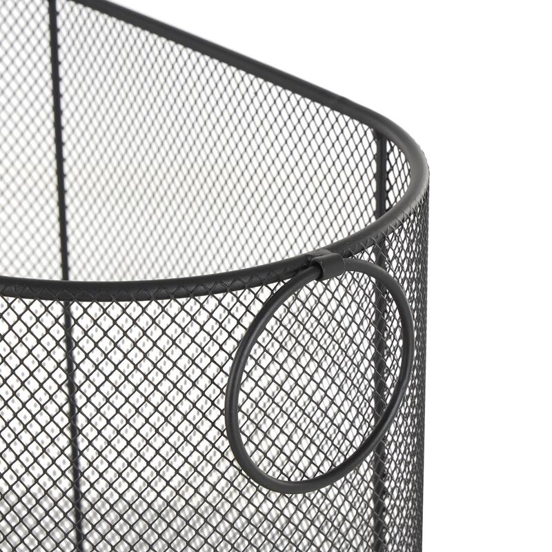 Metal Oval Mesh Wire Rolling Laundry Storage Cart with Ring Handles - Black or Gold - Roche River Decor
