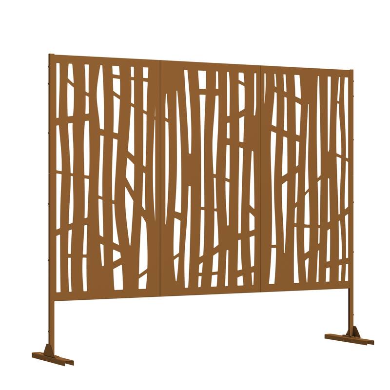 Metal Privacy Screen Wall Decoration Free Standing 6.3 ft. H