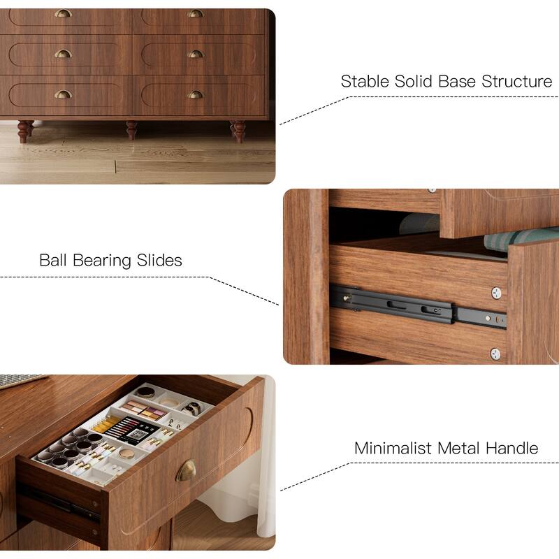 Pocassy 8 Drawer Dresser for Bedroom, Chest of Drawers with Solid Wood Legs