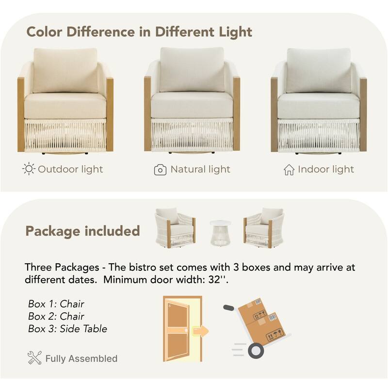 Spruce & Spring Carlos 3-Piece Outdoor Patio Furniture Conversation Sets