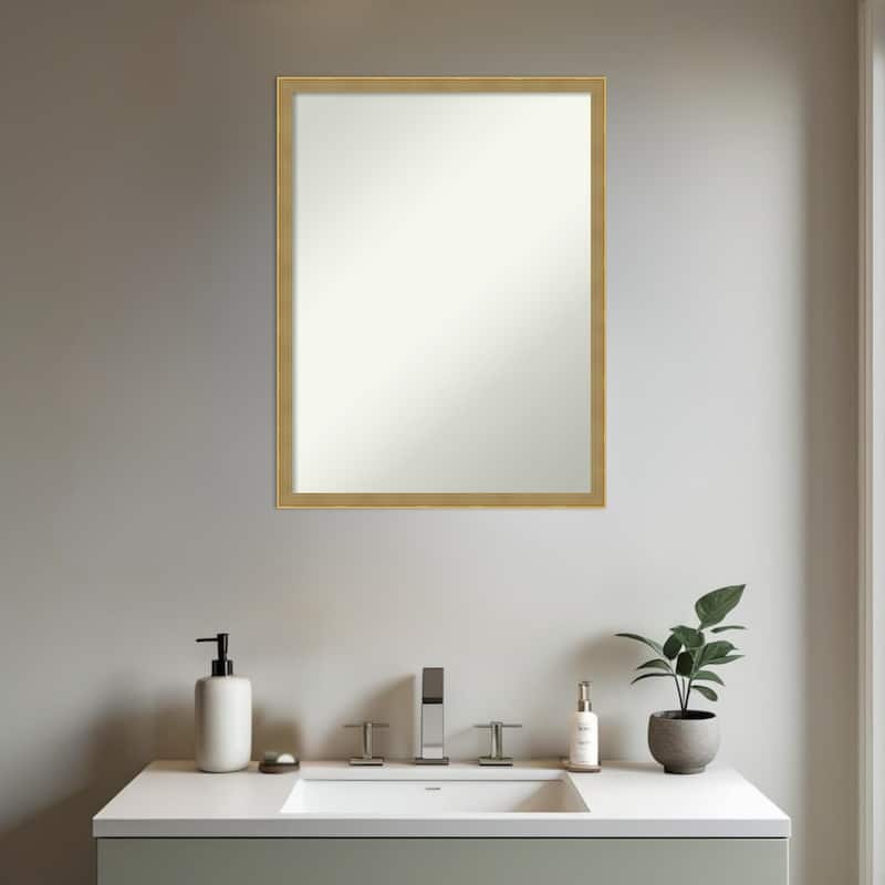 Incline Non-Beveled Wood Framed Bathroom Vanity Wall Mirror