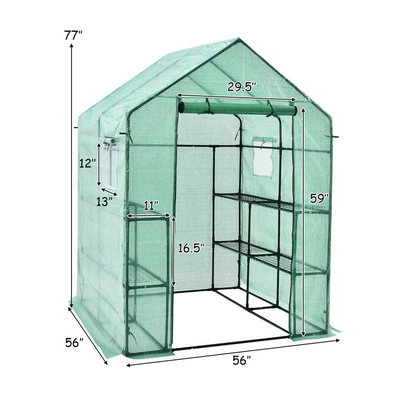 Gymax Walk-in Greenhouse 56''x56''x77'' Gardening w/Observation - See Details