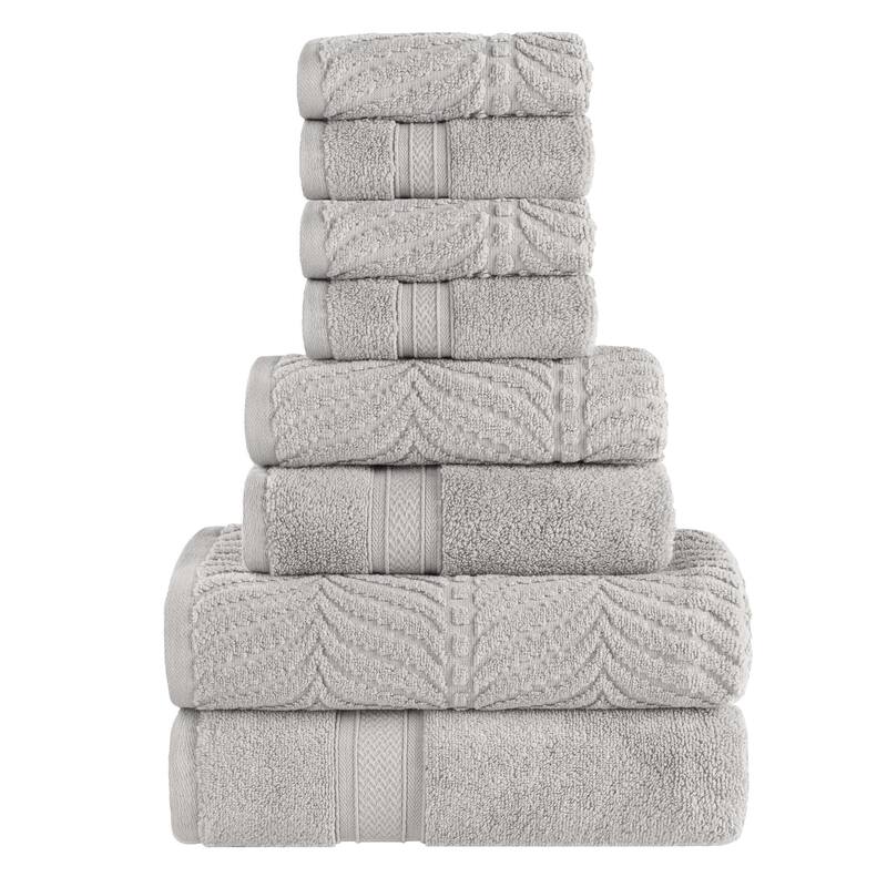 Superior Chevron Zero Twist Solid and Jacquard Cotton 8 Piece Towel Set