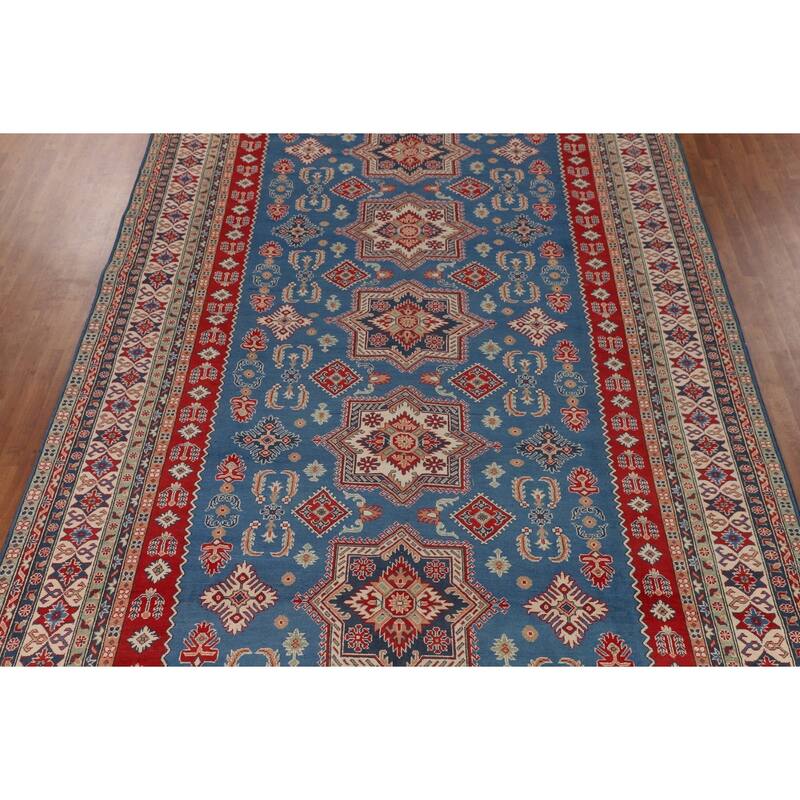 Blue Kazak Oriental Large Area Rug Handmade Wool Carpet - 9'8" x 15'7"
