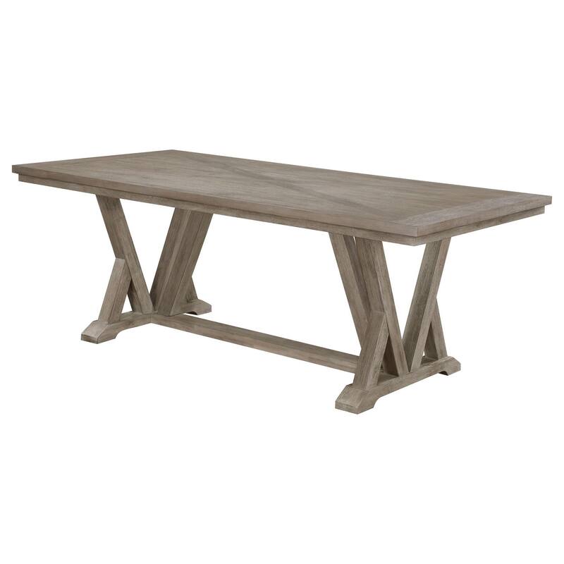 Elia Dining Table with Trestle Base, Rectangular Gray Acacia 82 Inch