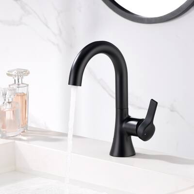 Luxier BSH11-S Single Handle Single Hole Bathroom Faucet with Drain