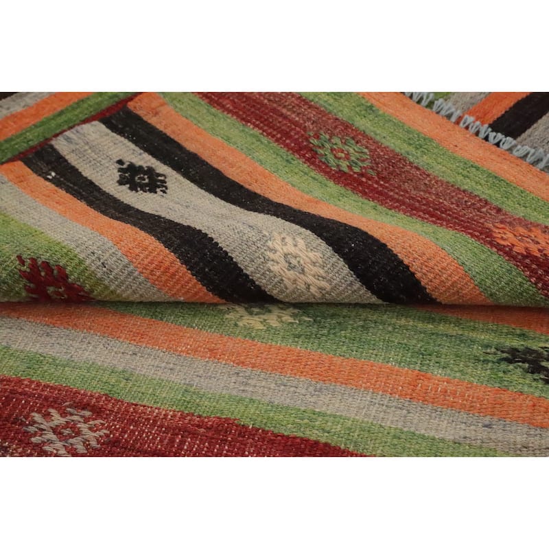 Hand Woven Oriental 100% Wool Carpet Southwestern Tribal Multi-Colored Kilim Area Rug - 10' 6'' X 6' 3''