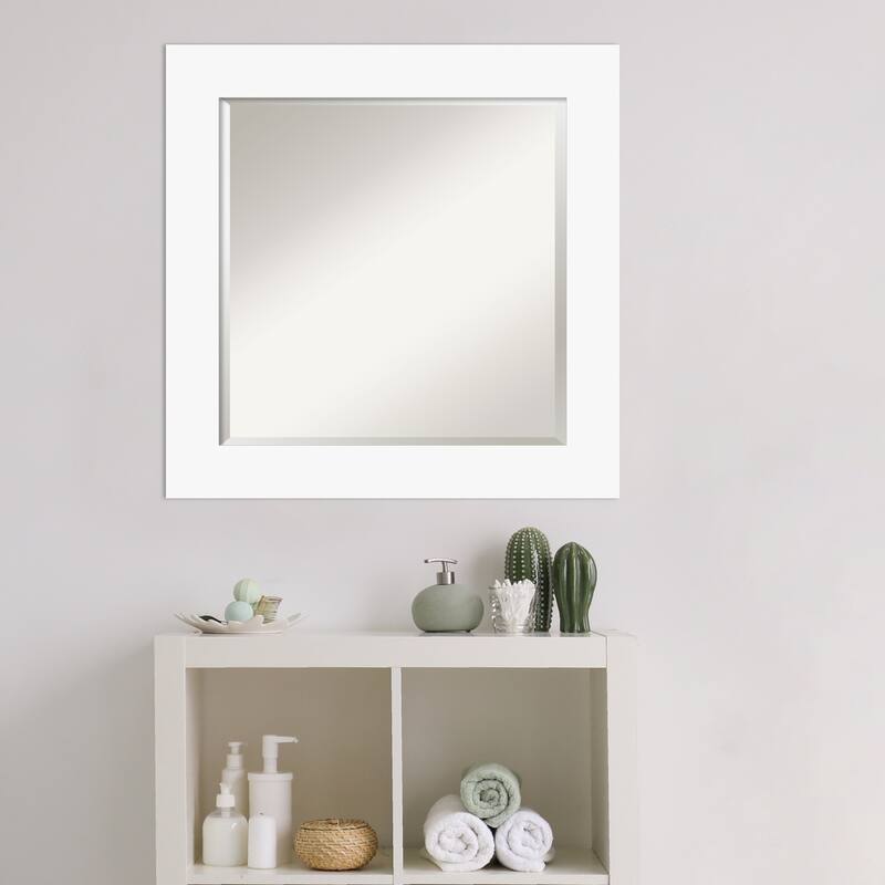 Basic Beveled Wood Framed Bathroom Vanity Wall Mirror