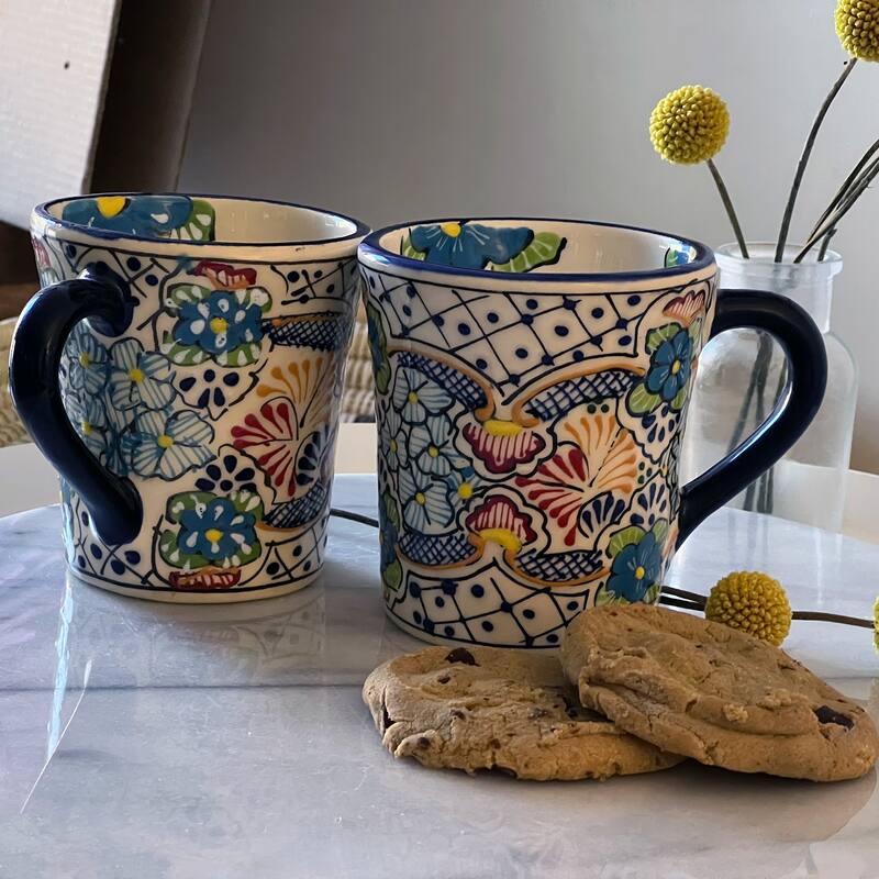 Encantada Mexican Handmade Pottery Set of 2 Mugs
