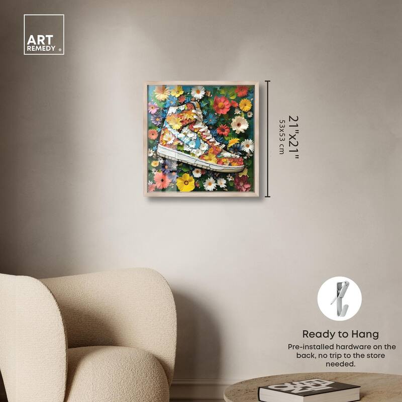 Painted in Floral Sneaker Shadowbox by Art Remedy