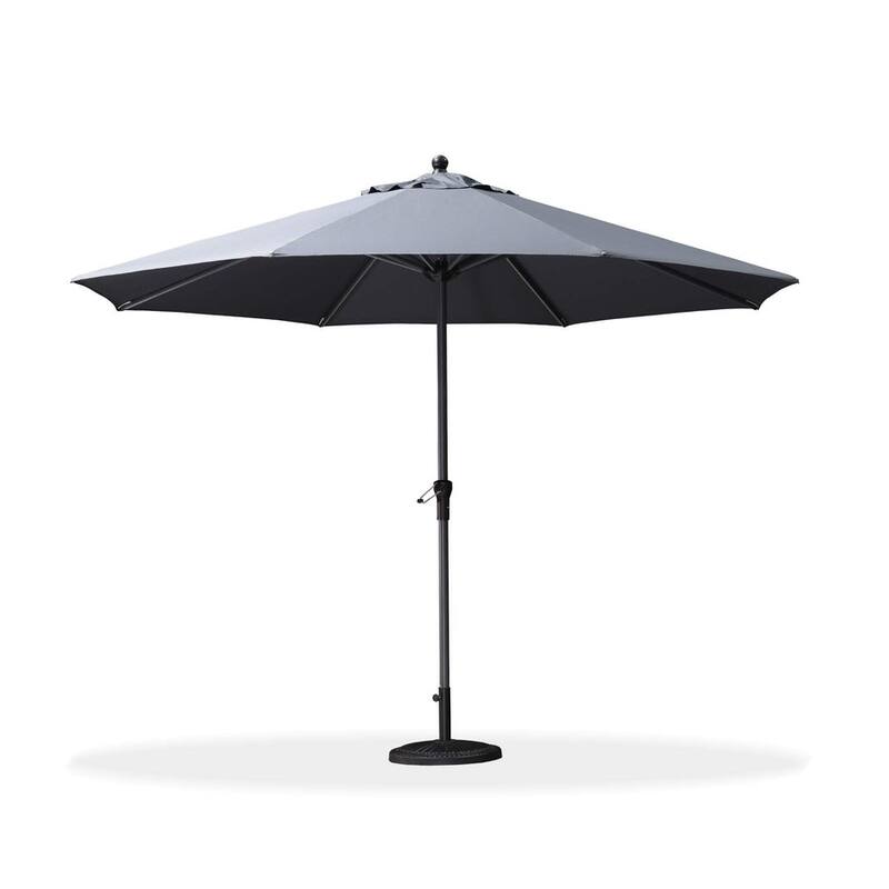 PURPLE LEAF Durable Solid Outdoor Market Umbrella Patio Table Umbrella - 11ft-Grey