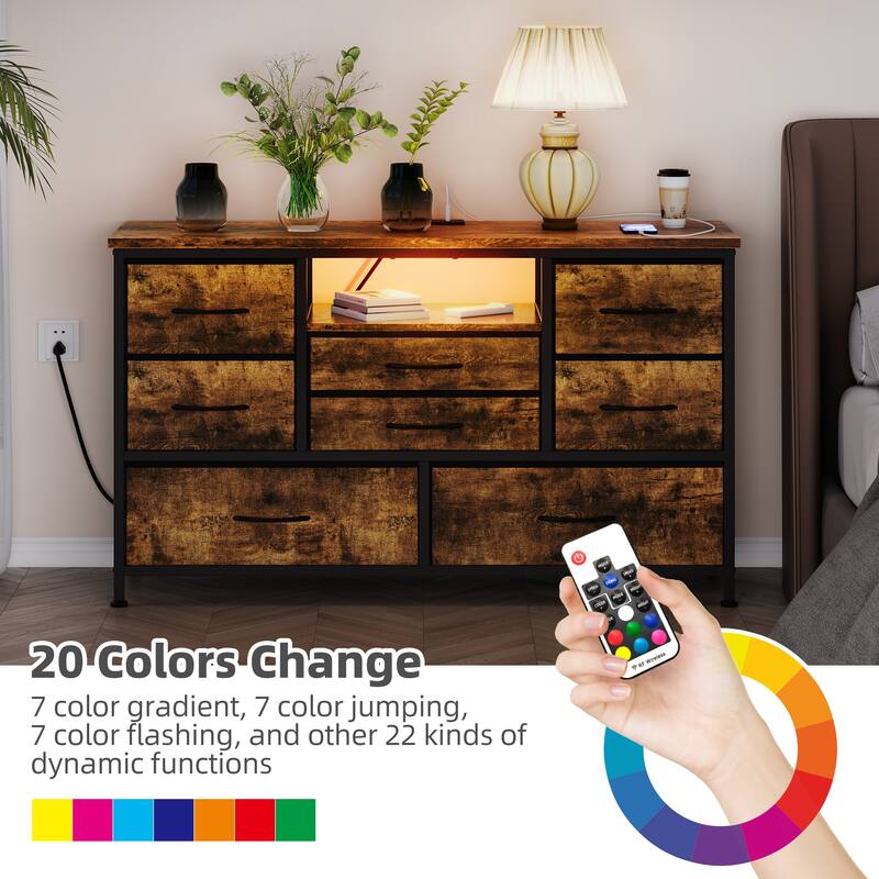 8 Drawers TV Stand with Power Outlet