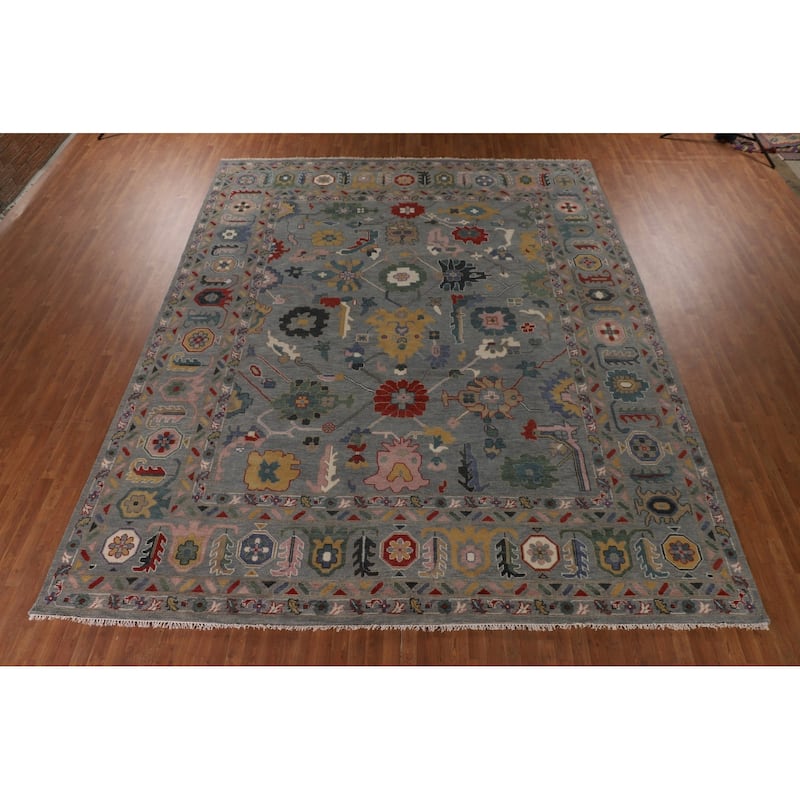 Floral Oushak Oriental Large Area Rug Handmade Wool Carpet - 12'2"x 14'9"