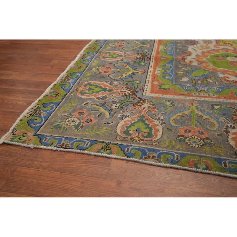 Hand Knotted Oriental 100% Wool Carpet Traditional Floral Oranges & Rust Tabriz Area Rug - 13' 2'' X 9' 9''