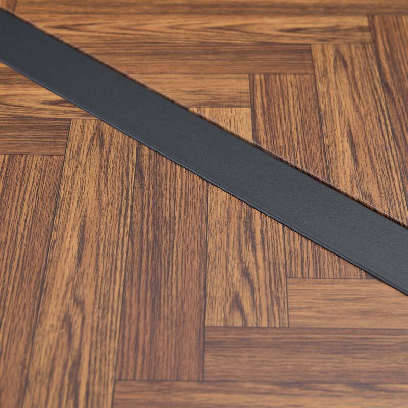 Roomfitters Minimalist Rectangular Dining Table with Textured MDF Top and Black Metal Legs for Modern Interiors
