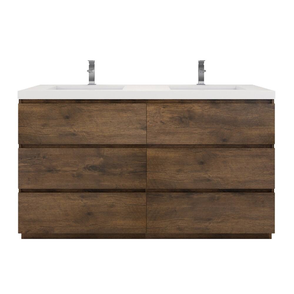 Aron 60'' Freestanding Vanity with Double Reinforced Acrylic Sink