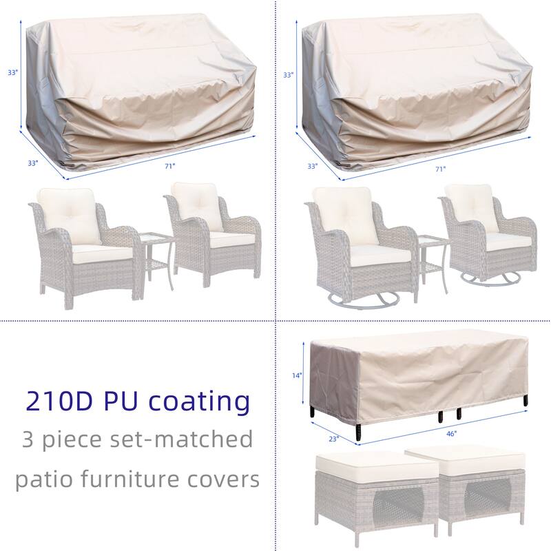 Patio Furniture Sets Chair Storage Ottoman and Outdoor Sofa with Cover