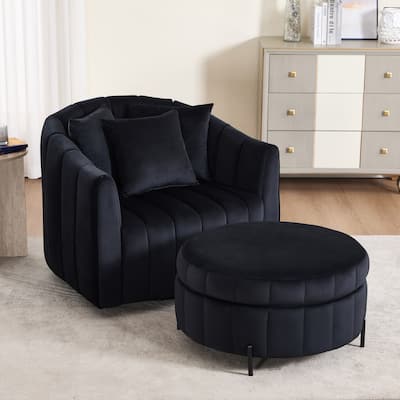 40.4"W Modern Swivel Accent Chair,Swivel Single Sofa Chair with Ottoman