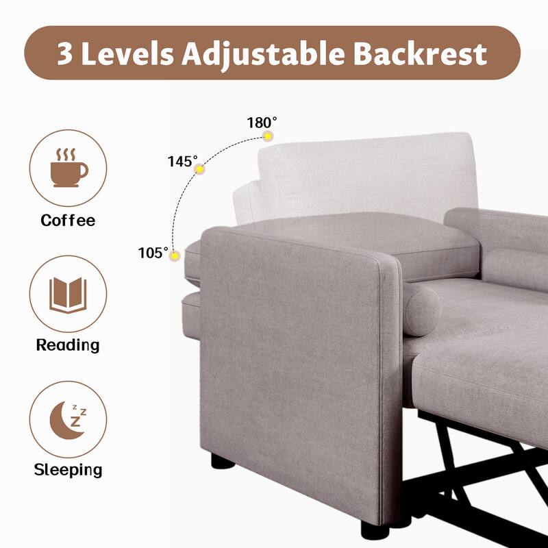 3 in 1 Convertible Sleeper Chair with Adjustable Backrest