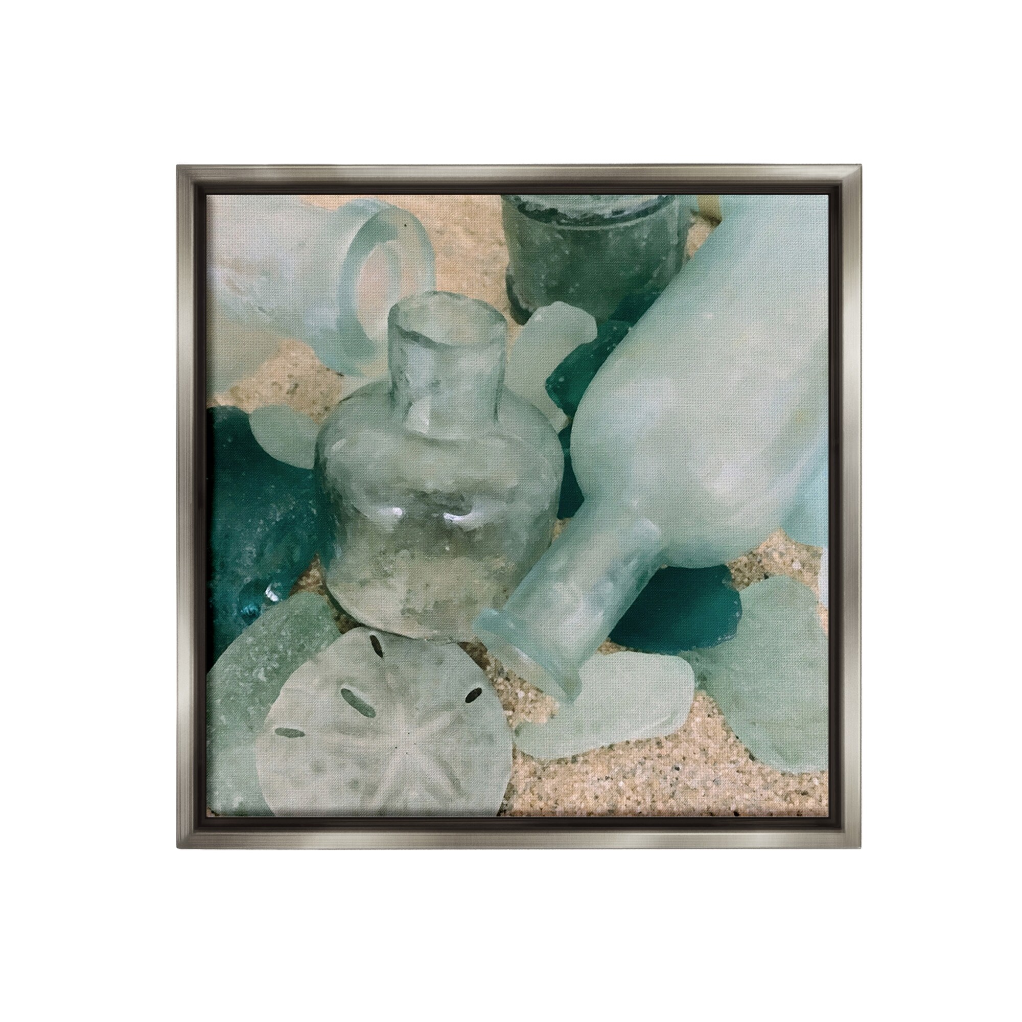 Stupell Nautical Glass Bottles Framed Floater Canvas Wall Art Design By GraffiTee Studios